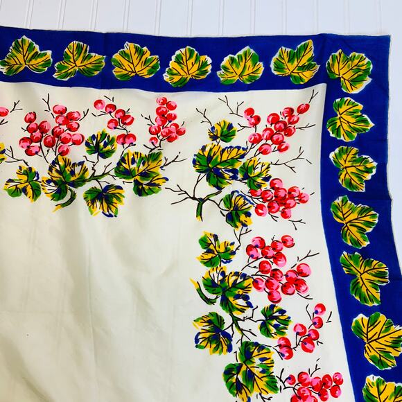 Large Square Silky Scarf Grape Leaf and Grape Design - Picture 6 of 6